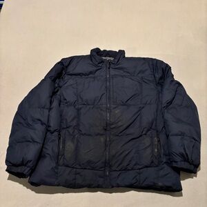 Eddie Bauer Puffers Down Fill Jacket Size 2XL XXL Navy Fall Winter Full Zip Casu